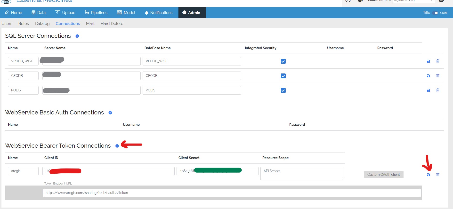 Arc Gis web service connection